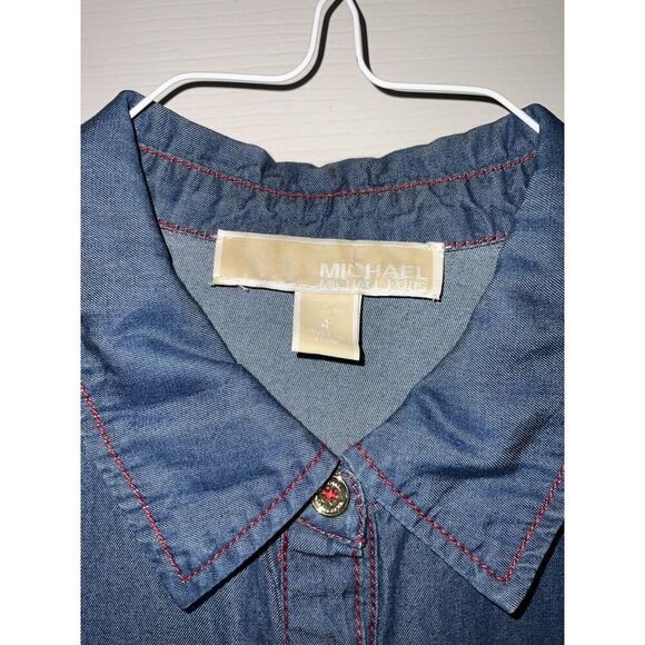 Michael Kors Womens Button Up Denim Long Sleeve Shirt Size 4 - Picture 3 of 9